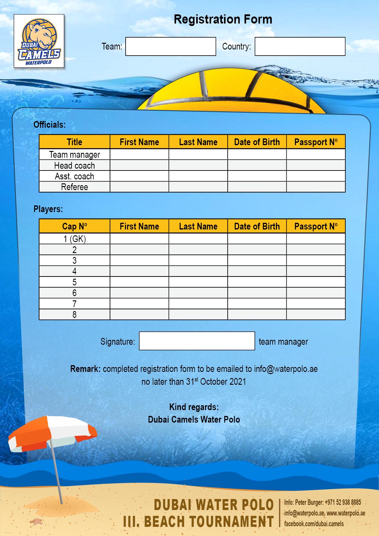 Beach Water Polo Tournament 11 December 2021
