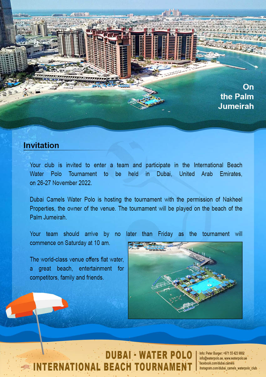 International Beach Water Polo Tournament in Dubai 26-27 November 2022